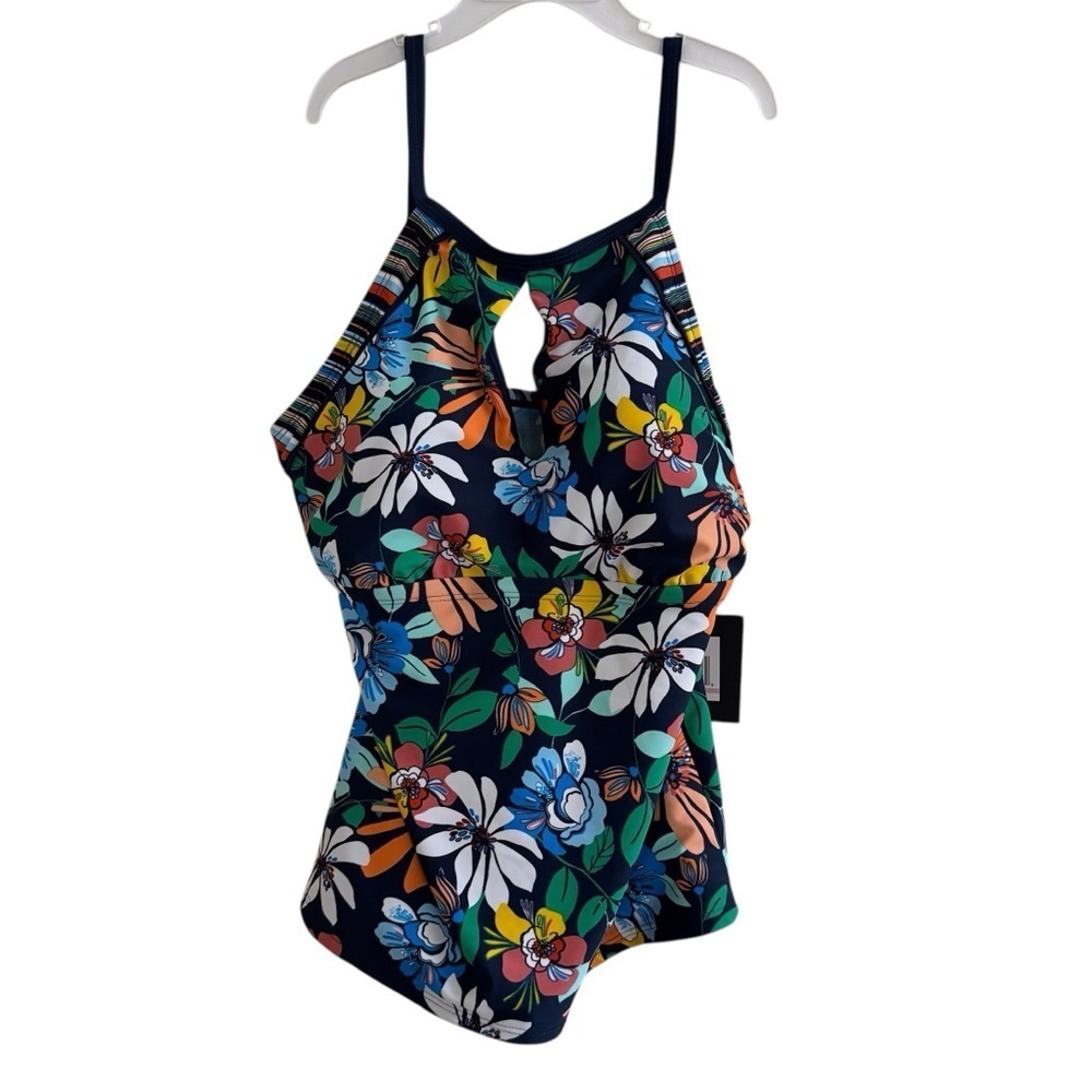 Ellen Tracy Floral Swim Top Tankini Size 10 NWT - Picture 2 of 5